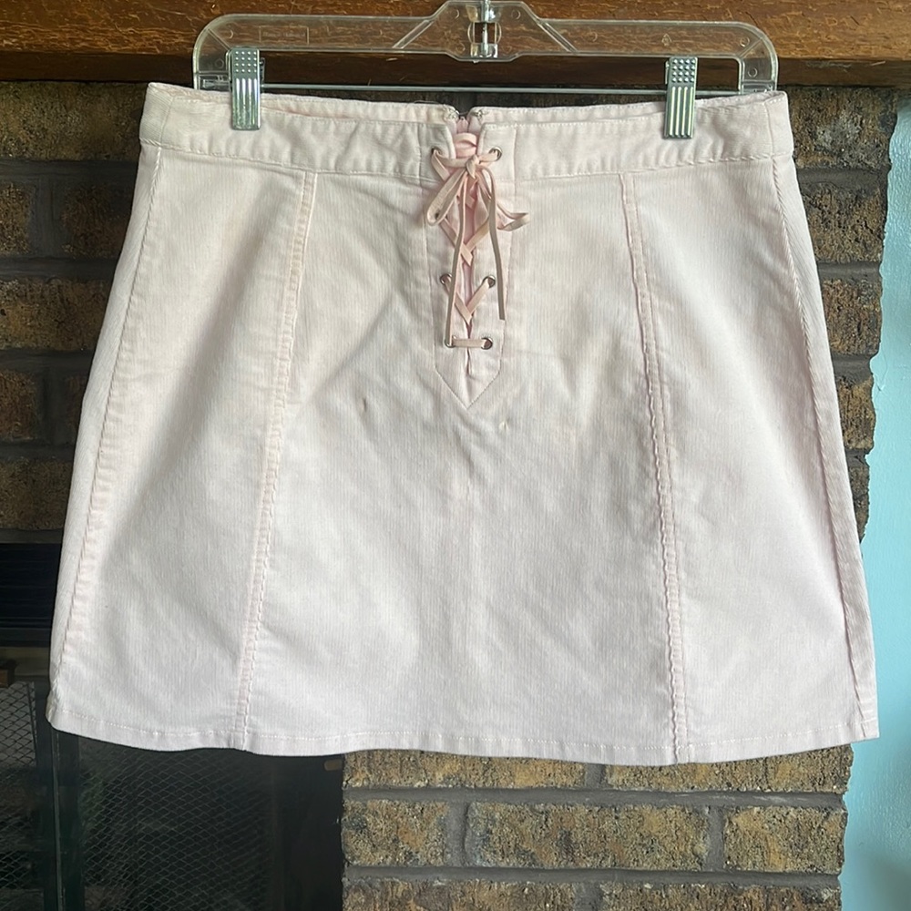 Forever 21 stretchy corduroy baby pink skirt